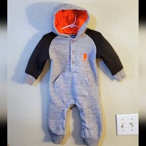 Sz 12 month warm hoodie jumpsuit, U.S. Polo Assn